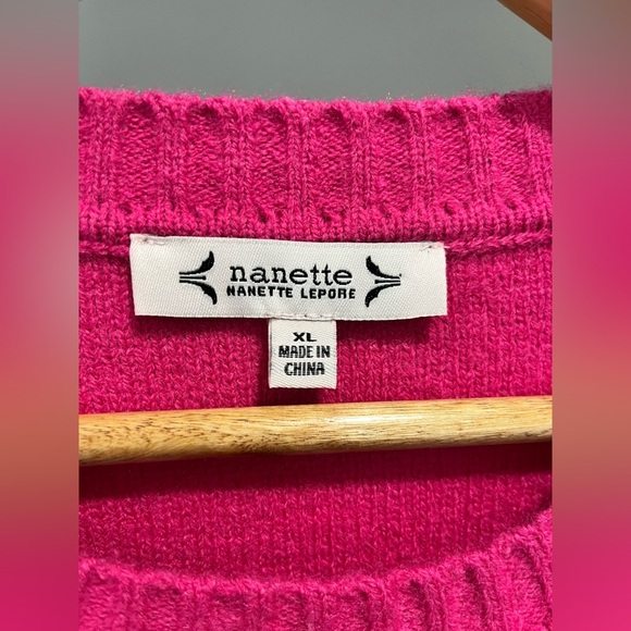 Nanette Nanette Lepore Pink Diamond Knit Crystal Sweater size XL NEW oversized - Picture 8 of 9